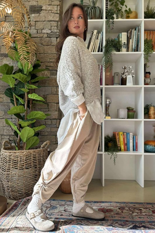 Hygge Boucle Slouch Knit Stone 